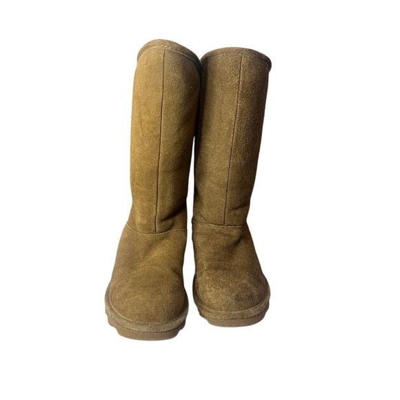 BEARPAW Tan Boots Mid Calf Boots Hickory Leather size 8 Women Boots Tied Back - Picture 3 of 6